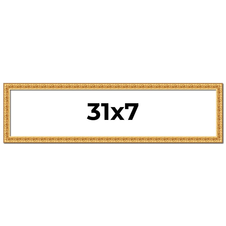 31x7 Frame Gold Real Wood Picture Frame Width 1 inches | Interior
