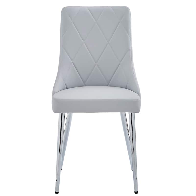 Contemporary Faux Leather and Metal Dining Chair, Set of 4