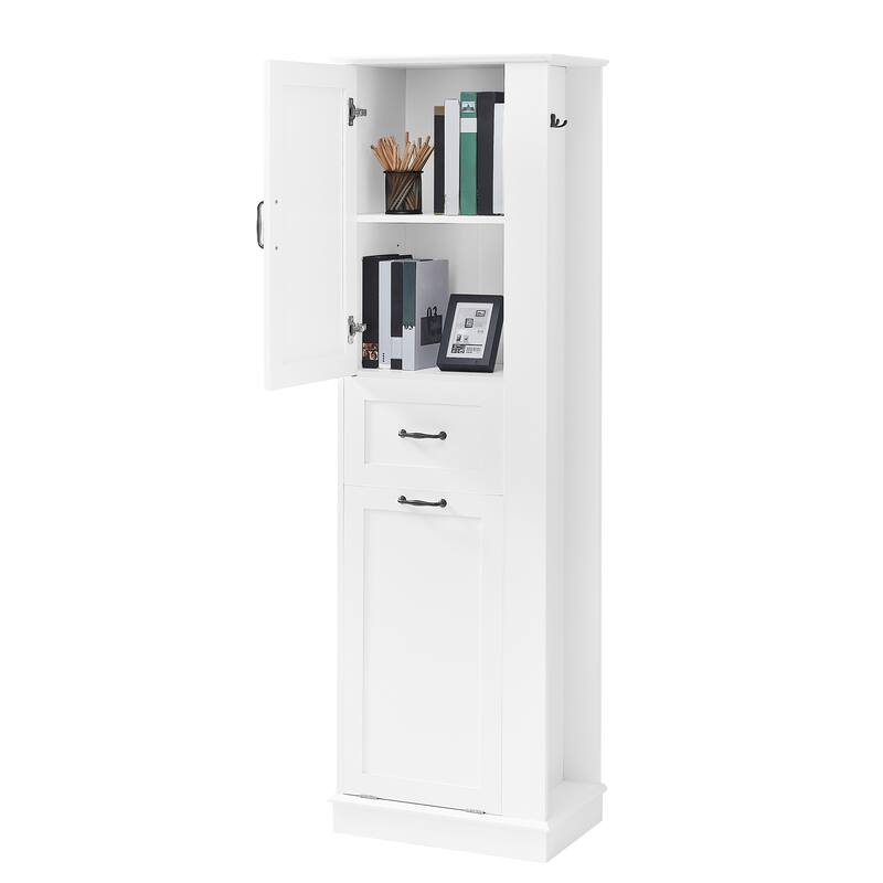 Roomfitters 67" Tall Modern Storage Cabinet with Tilt-Out Compartment and Side Hooks