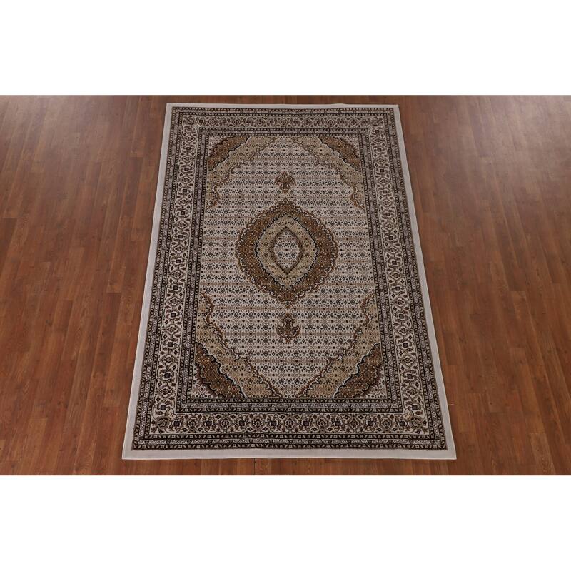 Geometric Tabriz Turkish Area Rug Machine Made Carpet - 5'2" x 7'9"