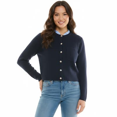 Nanette Lepore Women's Knit Cardigan with Ruffle Collar