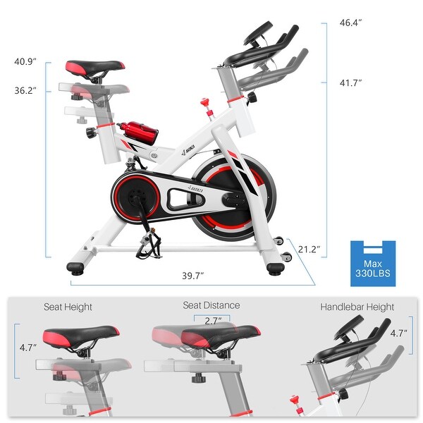 AKONZA Stationary Bike w/ Water Bottle Holder Cardio
