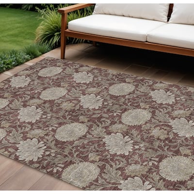 HomeRoots Floral Transitional Rectangle Outdoor Rug