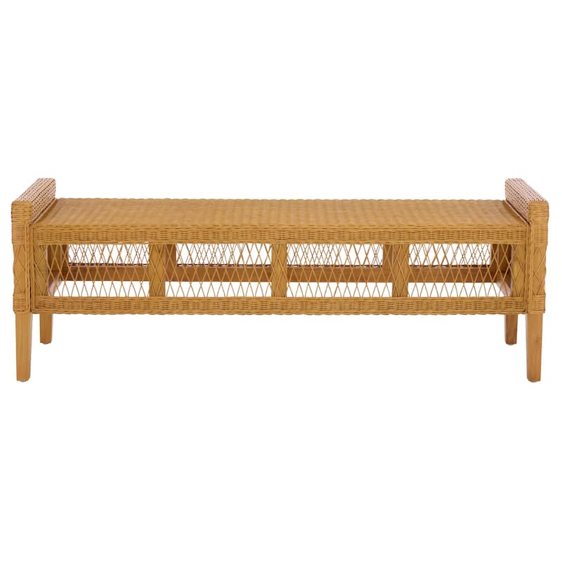 SAFAVIEH Couture Jimmy Rattan Bench - 60"W x 18"D x 21"H