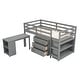 preview thumbnail 42 of 49, Low Study Twin Loft Bed with Cabinet and Rolling Portable Desk, White