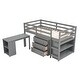 preview thumbnail 26 of 48, Multiple Functions Design Loft Bed with Cabinet, Shelves and Rolling Portable Desk, Twin Size