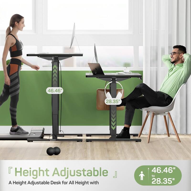 Electric Height Adjustable Standing Desk, 55x24 Inches, Ergonomic Sit-to-Stand Rising Computer Table for Home Office