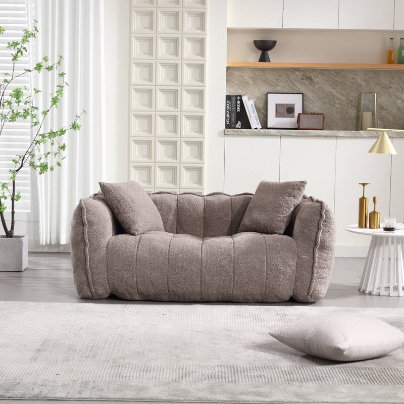 Soft beanbag chair with high resilience foam core for two people - Brown