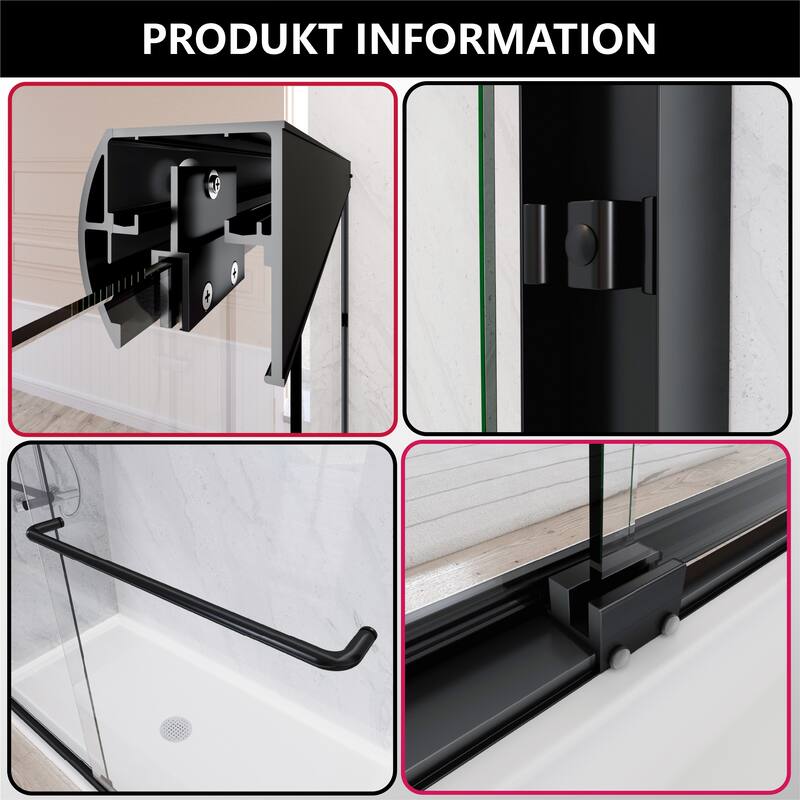 i-Homare 59'' W X 72'' H Semi-Frameless Double Sliding Shower Door with 2 Towel Bars