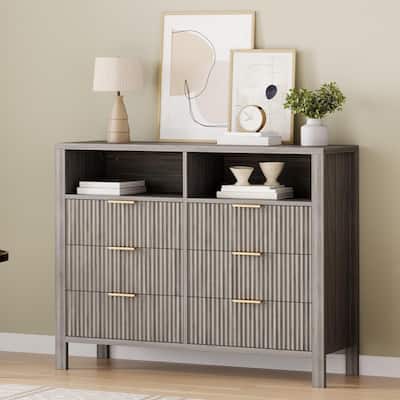 6 Drawer Dresser for Bedroom, Farmhouse Chest of Drawers