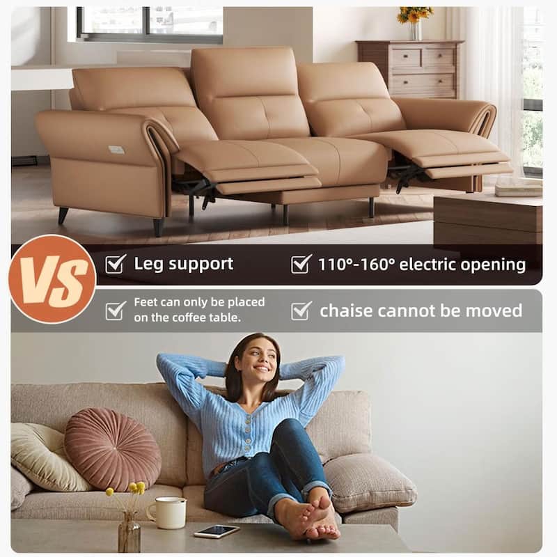 112.5'' Vegan Leather Power Reclining Sofa with USB Charging Port