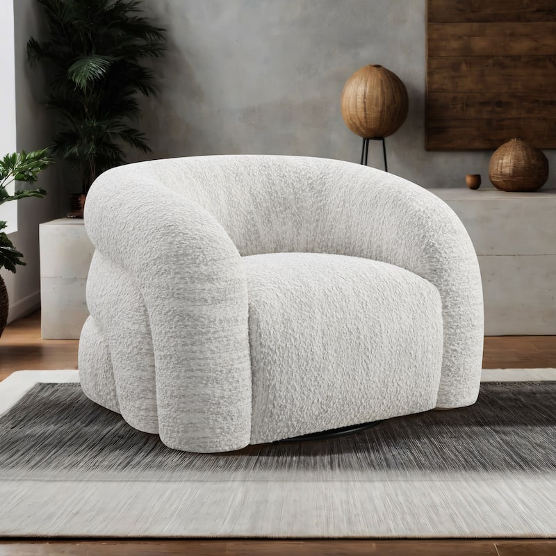 Furniture of America Korix Modern 37-inch Boucle Swivel Accent Chair - White