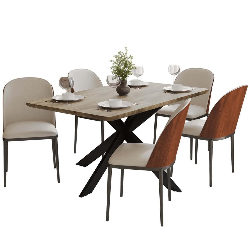 Ravenna 6-Piece Dining Set 66-Inch Rectangular MDF Dining Table and 6 Dining Side Chairs