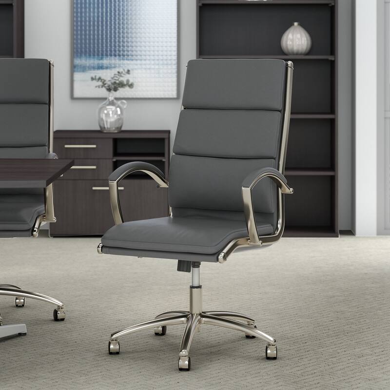 High Back Chair for Conference Tables by Bush Business Furniture - Dark Gray Leather