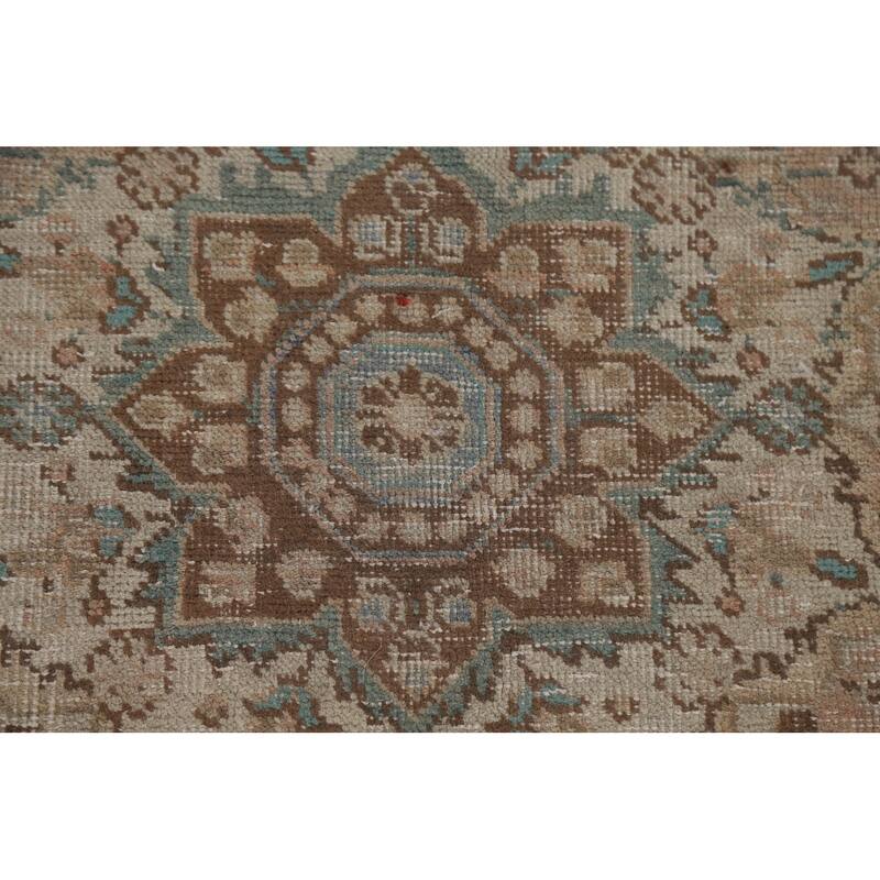 Hand Knotted Oriental 100% Wool Carpet Traditional Medallion Yellow & Gold Tabriz Area Rug - 9' 9'' X 6' 7''