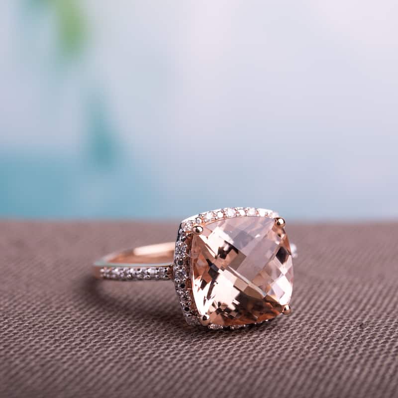 Miadora Signature Collection 14k Rose Gold 1/10ct TDW Diamond and Morganite Ring (G-H, I1-I2)