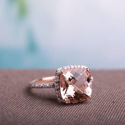 Miadora Signature Collection 14k Rose Gold 1/10ct TDW Diamond and Morganite Ring (G-H, I1-I2)