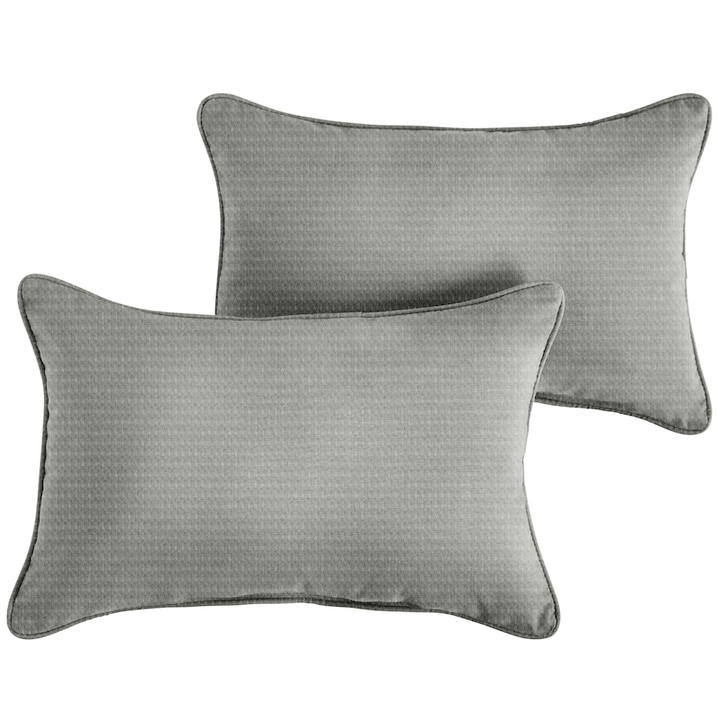 Sorra Home Outdura Solid Indoor/Outdoor Corded Lumbar Pillows (Set of 2)