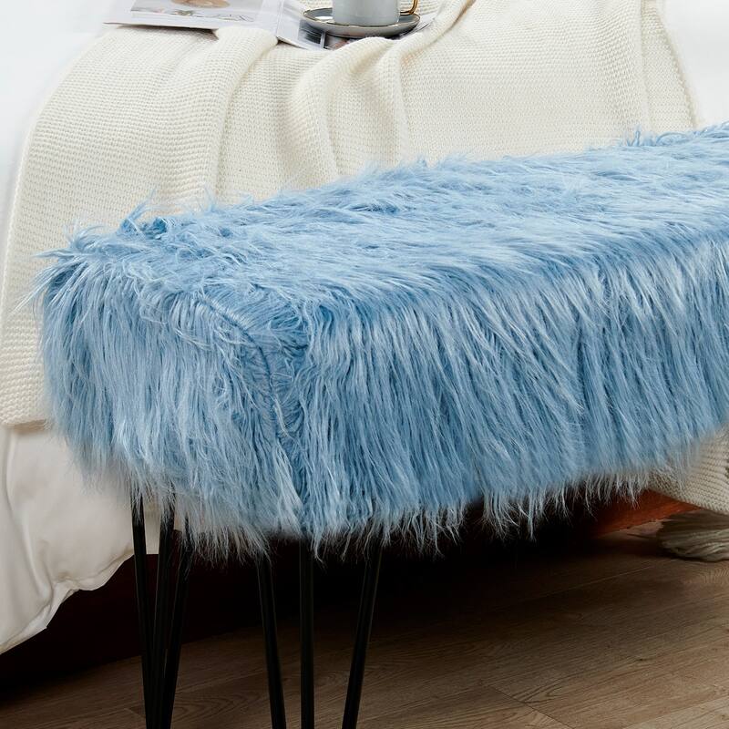 Home Soft Things Mongolian Fauxfur Ottoman 46"x16"x22" with Table Legs