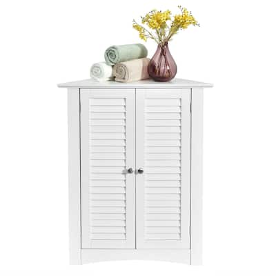 Costway Corner Storage Cabinet Freestanding Floor Cabinet Bathroom w/