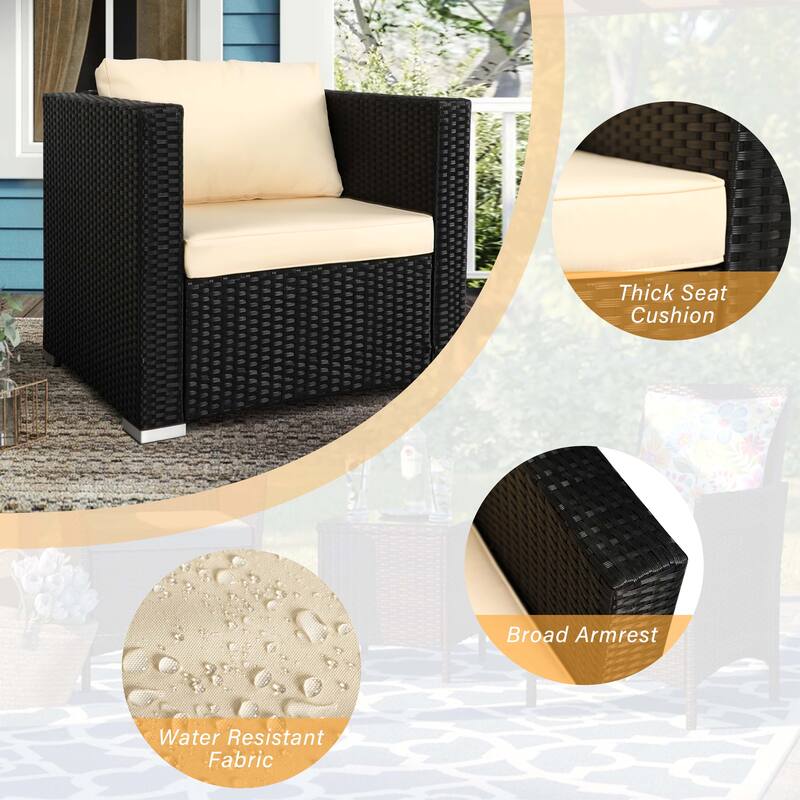 Vrakae 2 Piece Outdoor Patio Rattan Wicker Chair