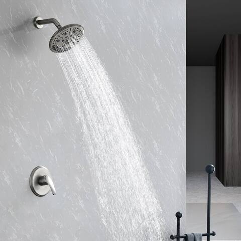 Wall Mounted Shower Faucet With Rough-in Valve Complete Shower System With Multifunctional Massage 8 Inch Shower Head Kit Set