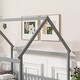 preview thumbnail 53 of 127, Wood Toddler House Bed with Roof Frame and Safety Guardrails Montessori Floor Bed without Slats No Door Houseshaped Platform Bed