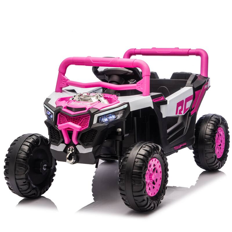 12V Kids Ride On Electric UTV W/2.4G Parents Control, Slow Start & Swing Function, Anti-Slip Wheels - Pink