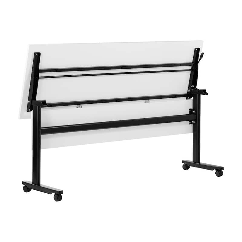 Commercial Nesting Flip Training Table with Steel Frame and T-Legs - 23.5"W x 72"D x 30"H