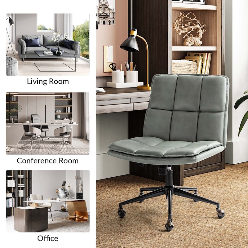 Judy Mid-century Modern Oversize Faux Leather Swivel Tilting Task Office Chair By HULALAHOME