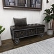 preview thumbnail 8 of 19, Black Faux Leather Tufted Upholstered 3 Trunk Storage Bench with Industrial Wheels and Gold Studded Accents