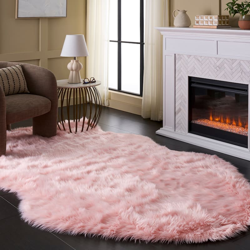 SAFAVIEH, Faux Sheep Idith Shona 2.4-inch Thick Rug - 3' x 5' - Pink