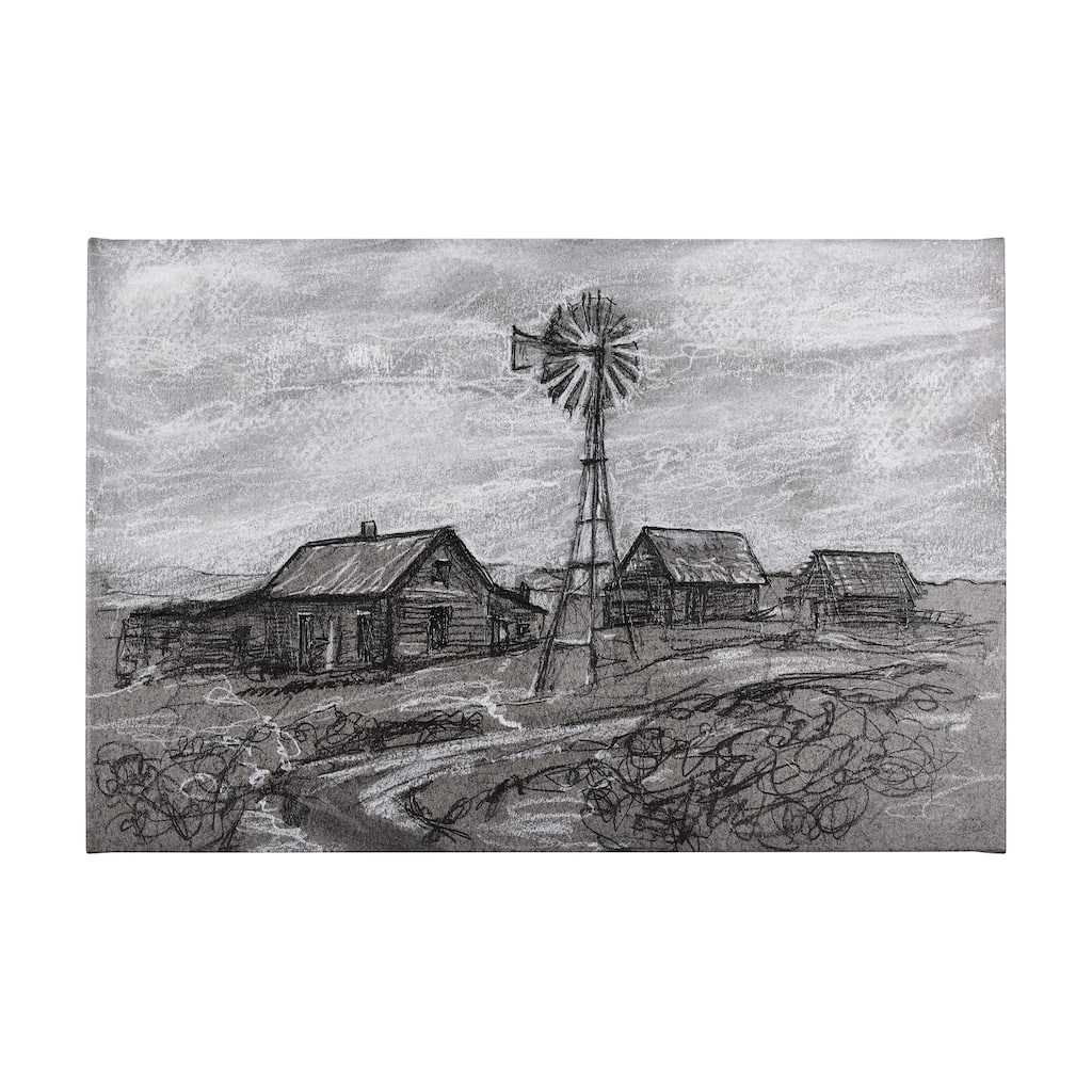 Farm View Sketch I (60 x 40) Canvas Art Print
