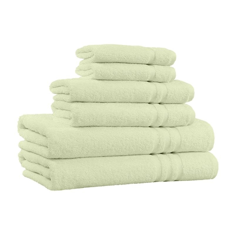 Superior Set of 6 White Ring Spun Combed Cotton Soft and Absorbent Hand Towels