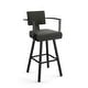 preview thumbnail 31 of 80, Amisco Akers Swivel Bar Stool Charcoal Grey Polyester / Black Metal