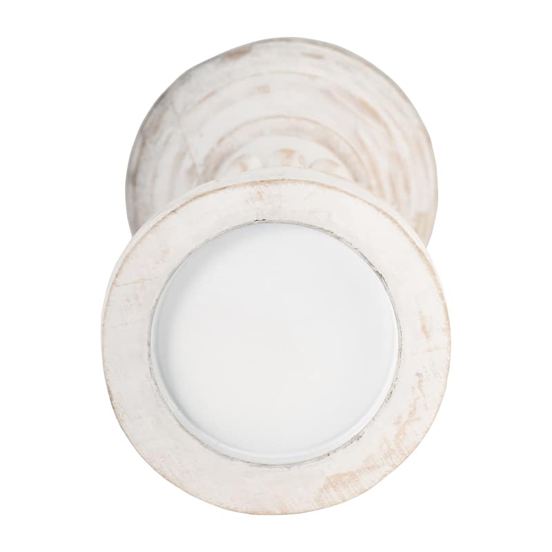 Sagebrook Home Artisanal Wood Pillar Candle Holders