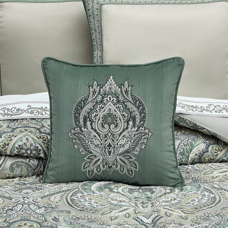 J. Queen New York Nico 18" Square Decorative Throw Pillow - Accent - Polyester - Spa