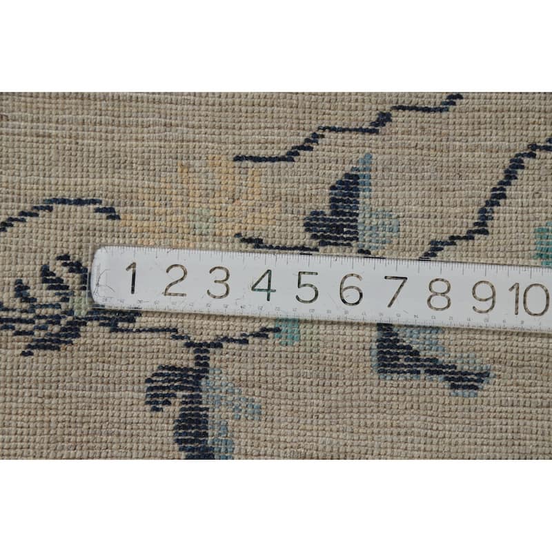 Hand Knotted Oriental 100% Wool Carpet Traditional Floral Beige & Ivories Art Deco Runner Rug - 14' 4'' X 4' 0''
