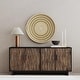 preview thumbnail 1 of 10, Anton 4-Door Sideboard Buffet by Kosas Home - 78Wx18Dx36H Black & Natural Brown Finish