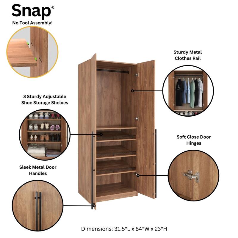 Manhattan Comfort Lee Modern Freestanding 3-Piece Module Wardrobe Closet Armoire