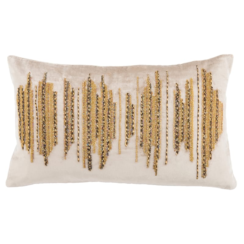 SAFAVIEH Ceciel Darling Boho Sequin Beige/ Gold 12 x 20-inch Decorative Pillow