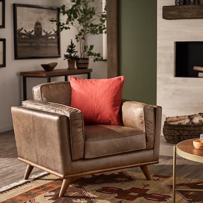Sintra Dark Oak and Tan Oxford Leather Chair