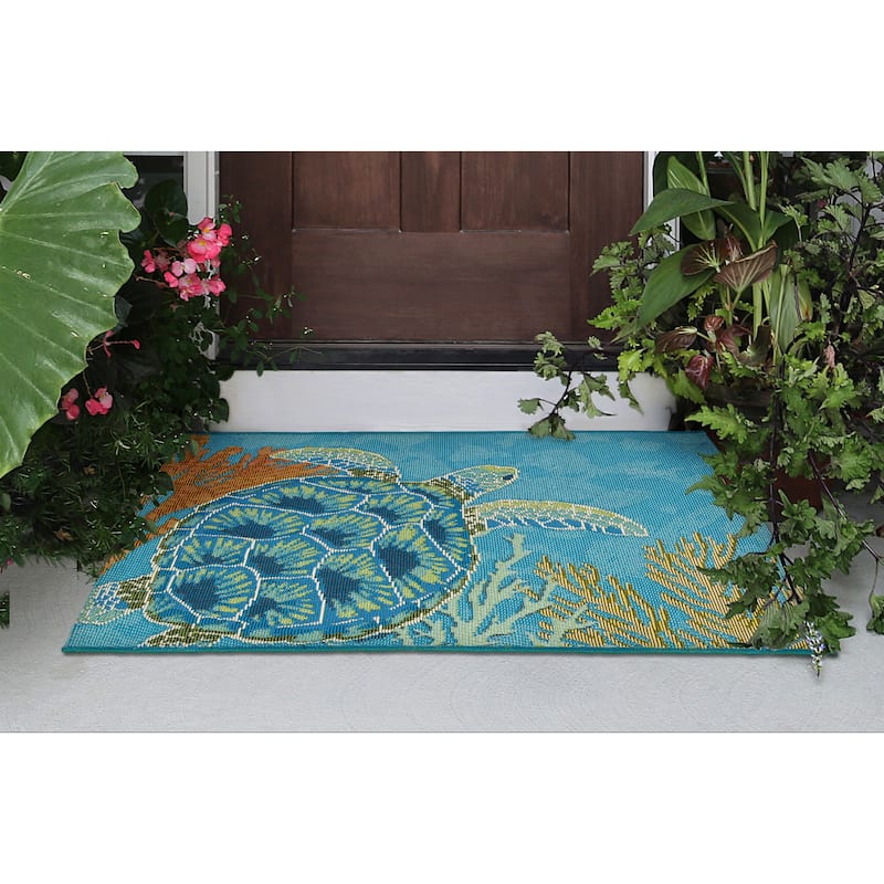 Liora Manne Esencia Seaturtle Garden Indoor/Outdoor Mat