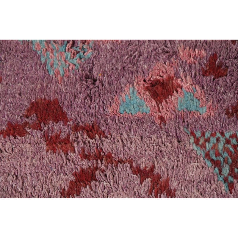 Plush Purple Moroccan Abstract Area Rug Hand-Knotted Wool Carpet - 9'1"x 12'11"