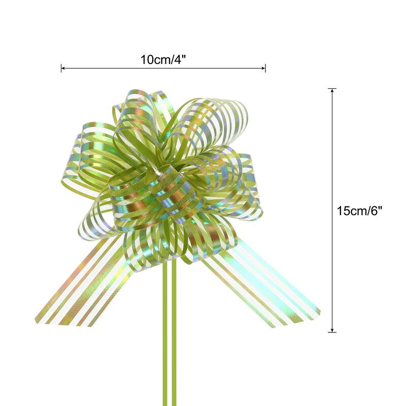 15pcs 6" Large Organza Pull Bow Chiffon Gift Wrapping Bows Ribbon - Lawn Green - 4"