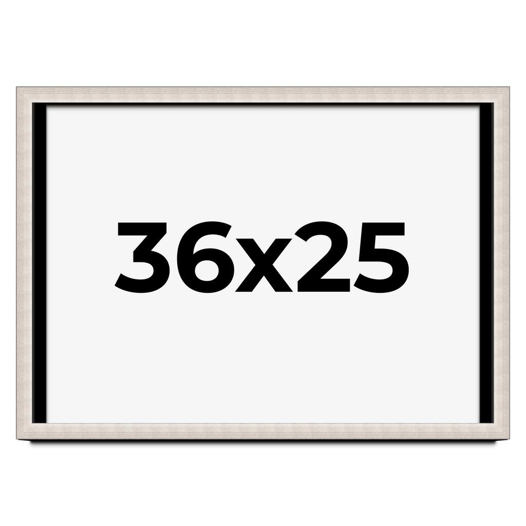 36x25 Shadow Box Frame Silver Real Wood Contemporary Shadowbox Display Frame UV Acrylic Front Acid Free Backing and Hardware