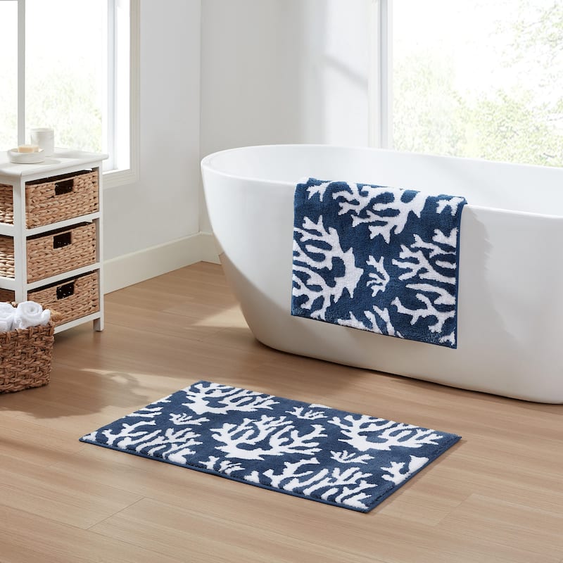 Nautica 2 Piece Printed Cotton Bath Rug Set