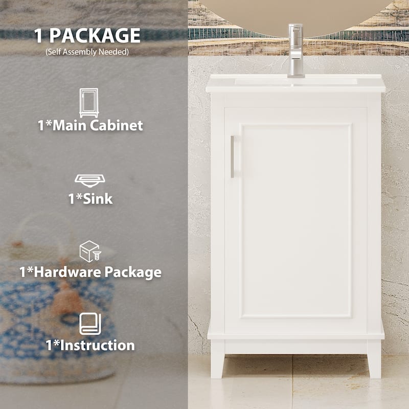 Bathroom Vanity with Sink, Small Bathroom Cabinet with Storage Racks, Single Basin Vanity Set with Soft-Close Door