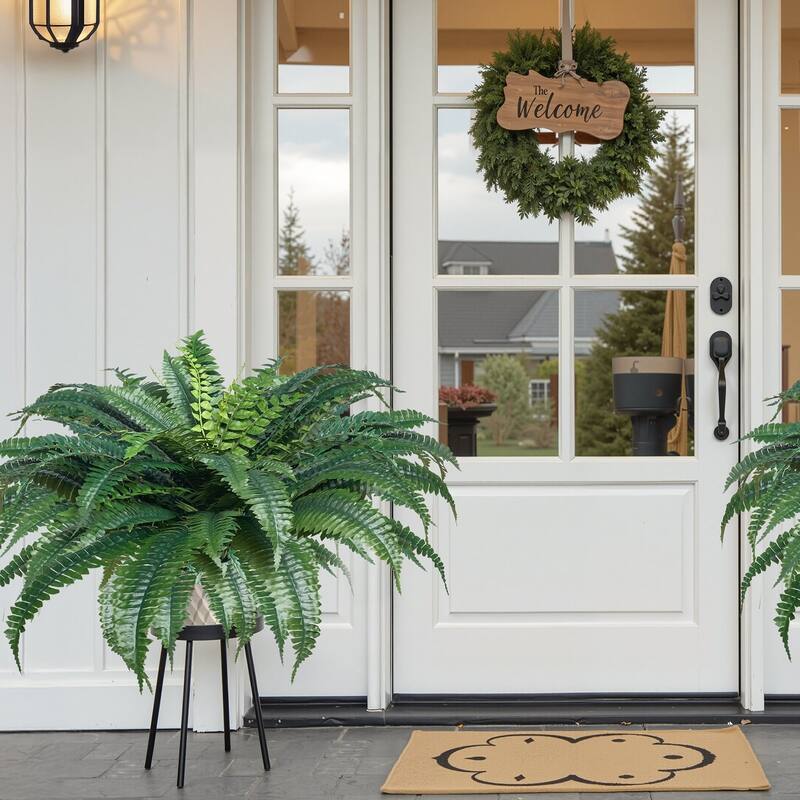Green Artificial Silk Fabric Large Boston Fern Plant with Lush Branches