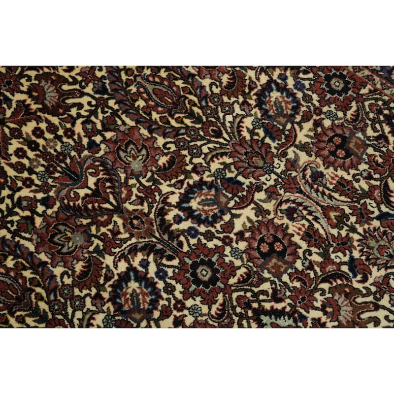 Hand Knotted Oriental 100% Wool Carpet Traditional All-Over Beige & Ivories Bidjar Area Rug - 9' 9'' X 6' 8''